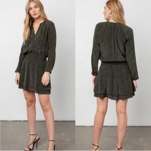 Rails Jasmine Speckled Tiered Mini Dress Olive Green Medium